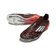 Chuteira Campo FG Adidas F50 Elite Sem Cadarço Marrom e Vermelha