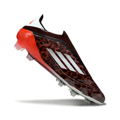 Chuteira Campo FG Adidas F50 Elite Sem Cadarço Marrom e Vermelha