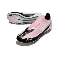 Chuteira Campo FG Adidas F50 Elite Sem Cadarço Rosa-Clara e Preta
