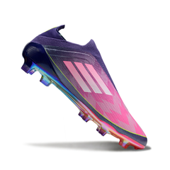 Chuteira Campo FG Adidas F50 Elite Sem Cadarço Pack Roxo Lamine Yamal Infantil