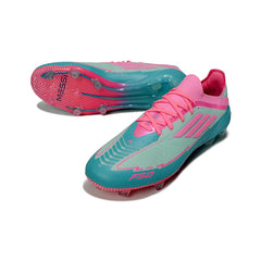 Chuteira Campo FG Adidas F50 Primeknit Elite Azul-Clara e Rosa