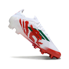 Chuteira Campo FG Adidas F50 Primeknit Elite Branca e Vermelha