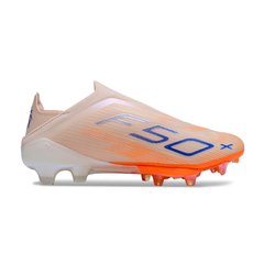 Chuteira Campo FG Adidas F50+ Elite Sem Cadarço Pack Sparkfusion Coral Blaze Infantil