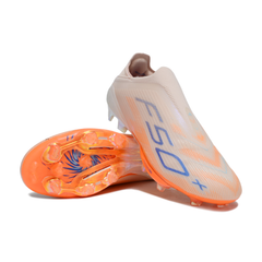 Chuteira Campo FG Adidas F50+ Elite Sem Cadarço Pack Sparkfusion Coral Blaze Infantil