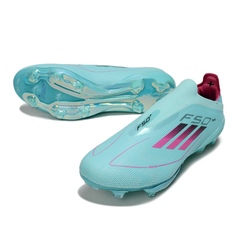 Chuteira Campo FG Adidas F50+ Elite Sem Cadarço Azul-Clara