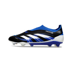 Chuteira Campo FG Adidas Predator 25 Elite Sem Cadarço Preta, Branca e Azul