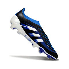Chuteira Campo FG Adidas Predator 25 Elite Sem Cadarço Preta, Branca e Azul