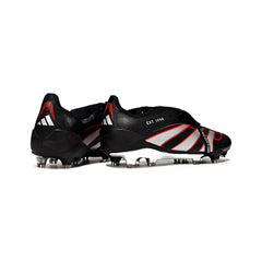 Chuteira Campo FG Adidas Predator 25 Elite Com Língua Preta, Prateada e Vermelha