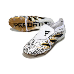 Chuteira Campo FG Adidas Predator 25 Elite Com Língua Branca, Dourada e Preta