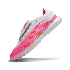 Chuteira Society TF Adidas Predator 25 Elite Com Língua Branca e Rosa