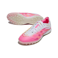 Chuteira Society TF Adidas Predator 25 Elite Branca e Rosa