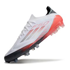 Chuteira Campo FG Adidas F50 Primeknit Elite Branca, Cinza e Laranja
