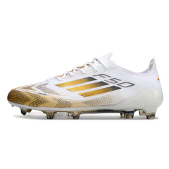 Chuteira Campo FG Adidas F50 Elite Branca e Dourada