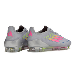Chuteira Campo FG Adidas F50 Elite Cinza, Rosa e Amarela
