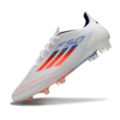 Chuteira Campo FG Adidas F50 Elite Branca, Laranja e Azul