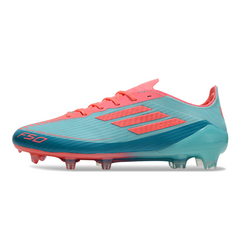 Chuteira Campo FG Adidas F50 Elite Azul-Clara e Salmão