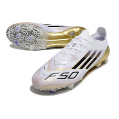 Chuteira Campo FG Adidas F50 Elite Branca e Dourada