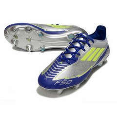 Chuteira Campo Molhado SG Adidas F50 Elite Prateada e Azul Messi