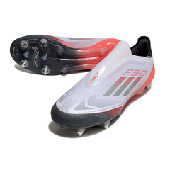 Chuteira Campo Molhado SG Adidas F50 Elite Infantil Branca, Cinza e Laranja