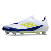 Chuteira Campo Molhado SG Adidas F50 Elite Sem Cadarço Branca, Azul e Verde Infantil