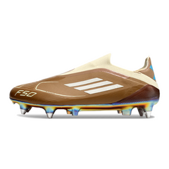 Chuteira Campo Molhado SG Adidas F50 Elite Sem Cadarço Pack Messi x Bad Bunny