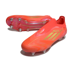 Chuteira Campo Molhado SG Adidas F50 Elite Sem Cadarço Vermelha e Amarela