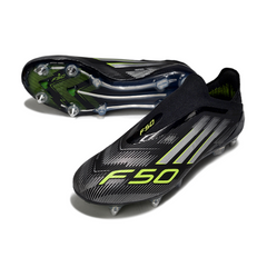 Chuteira Campo Molhado SG Adidas F50 Elite Sem Cadarço Preta, Branca e Verde