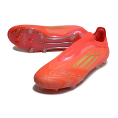 Chuteira Campo FG Adidas F50 Elite Sem Cadarço Vermelha e Amarela