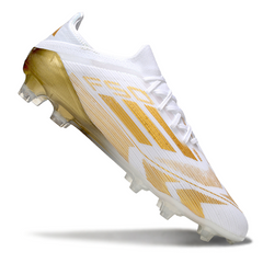 Chuteira Campo FG Adidas F50 Primeknit Elite Branca e Dourada