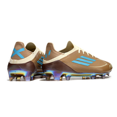 Chuteira Campo FG Adidas F50 Primeknit Elite Marrom e Azul-Clara