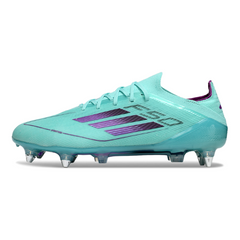 Chuteira Campo Molhado SG Adidas F50 Primeknit Elite Azul-Clara e Rosa
