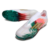Chuteira Campo FG Adidas F50 Elite Sem Cadarço Branca, Vermelha e Verde