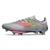 Chuteira Campo Molhado SG Adidas F50 + Elite Cinza, Rosa e Amarela