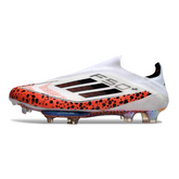 Chuteira Campo FG Adidas F50+ Elite Sem Cadarço Branca e Laranja