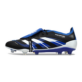 Chuteira Campo FG Adidas Predator 25 Elite Com Língua Preta, Branca e Azul