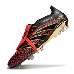 Chuteira Campo FG Adidas Predator 25 Elite Com Língua Preta e Vermelha