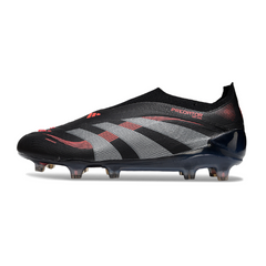 Chuteira Campo FG Adidas Predator 25 Elite Sem Cadarço Preta e Vermelha