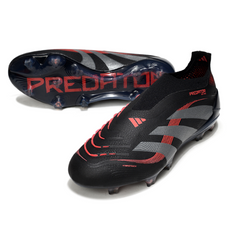Chuteira Campo FG Adidas Predator 25 Elite Sem Cadarço Preta e Vermelha