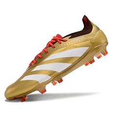 Chuteira Campo FG Adidas Predator 30 Elite Dourada e Vermelha