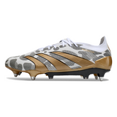 Chuteira Campo Molhado SG Adidas Predator 30 Elite Branca Cinza e Amarela