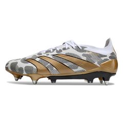 Chuteira Campo Molhado SG Adidas Predator 30 Elite Branca Cinza e Amarela