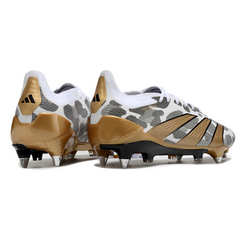 Chuteira Campo Molhado SG Adidas Predator 30 Elite Branca Cinza e Amarela