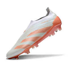 Chuteira Campo FG Adidas Predator 30 Elite Sem Cadarço Branca e Laranja