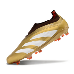 Chuteira Campo FG Adidas Predator 30 Elite Sem Cadarço Dourada e Vermelha