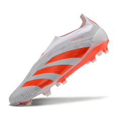 Chuteira Campo FG Adidas Predator 30 Elite Sem Cadarço Branca e Laranja