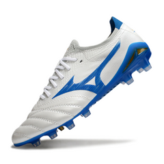 Chuteira Campo FG Mizuno Morelia Neo IV Elite Branca e Azul