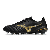 Chuteira Campo FG Mizuno Morelia Neo IV Elite Preta e Dourada
