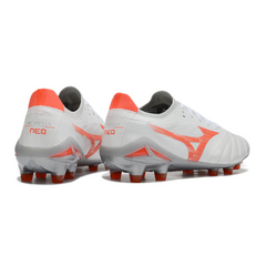 Chuteira Campo FG Mizuno Morelia Neo IV Pro Branca e Laranja