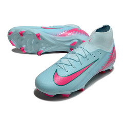 Chuteira Campo FG Nike Air Zoom Mercurial Superfly 10 Academy Azul-Clara e Rosa