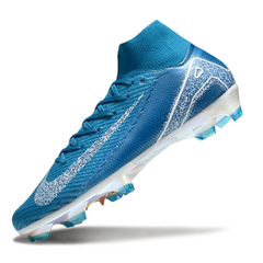 Chuteira Campo FG Nike Air Zoom Mercurial Superfly 10 Elite Azul e Branca